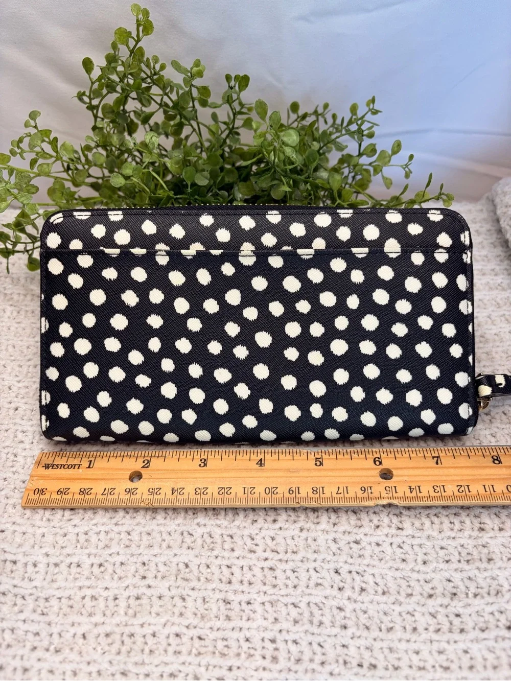 kate spade Black and White Polka Dot Zip Wallet